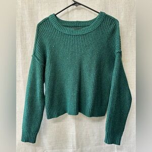 American Eagle Outfitters Green Ribbed Crew Neck Sweater